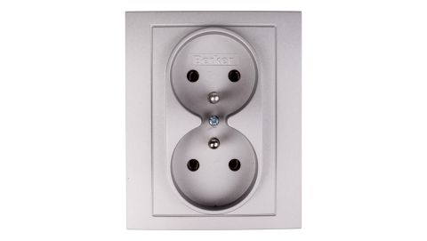 Berker/B.Kwadrat Gniazdo podwójne z/u 16A IP20 aluminium 5361838984