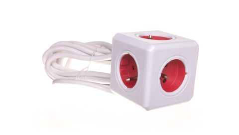 Rozgałęźnik Power Cube z 5-krotnym gniazdem E/FR 3,0m czerwony 2304/FREXPC